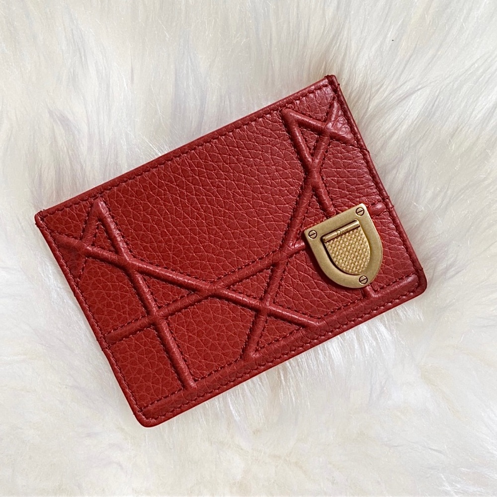NWT Christian DIOR Diorama Cardholder Rusty Red